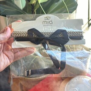 Mia Collection Long Silver Chain Blue Denim Ribbon Choker Necklace Costume